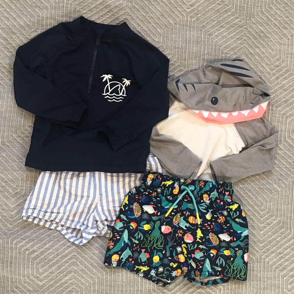 Bundle of Boys Swim Trucks and Rash Guards